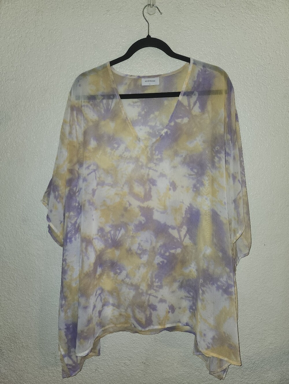 💜GUC Adrienne "Semi Sheer Tie Dye V-Neck Lightweight Top/Kimono/Cover Up" Large - Picture 2 of 12